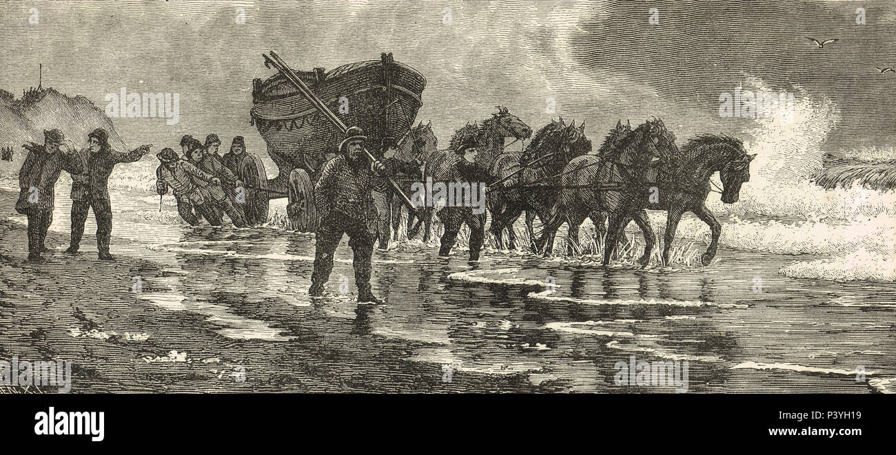 La scialuppa di salvataggio, secolo XIX illustrazione Foto Stock