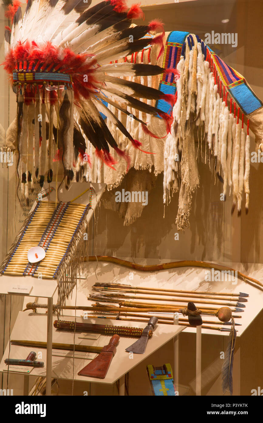 Native American copricapo al Visitor Center, Nez Perce National Historic Park, Idaho Foto Stock