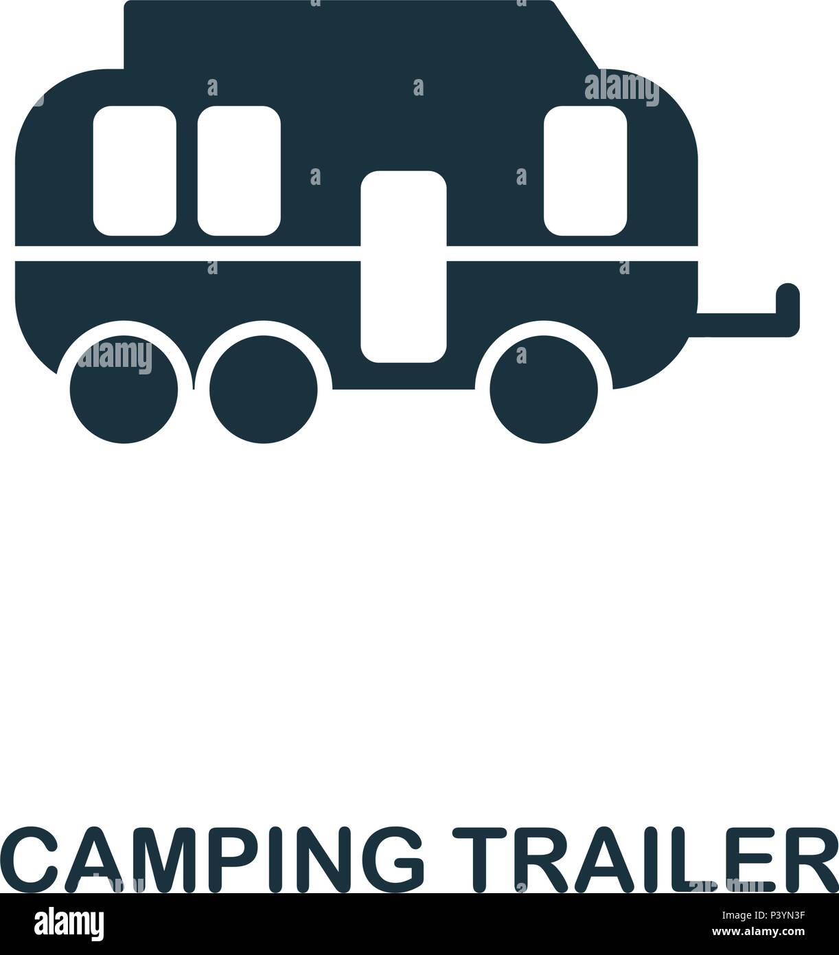 Camping icona rimorchio. Mobile App, stampa, icona del sito web. Semplice elemento cantare. Campeggio monocromatica Trailer icona illustrazione. Illustrazione Vettoriale