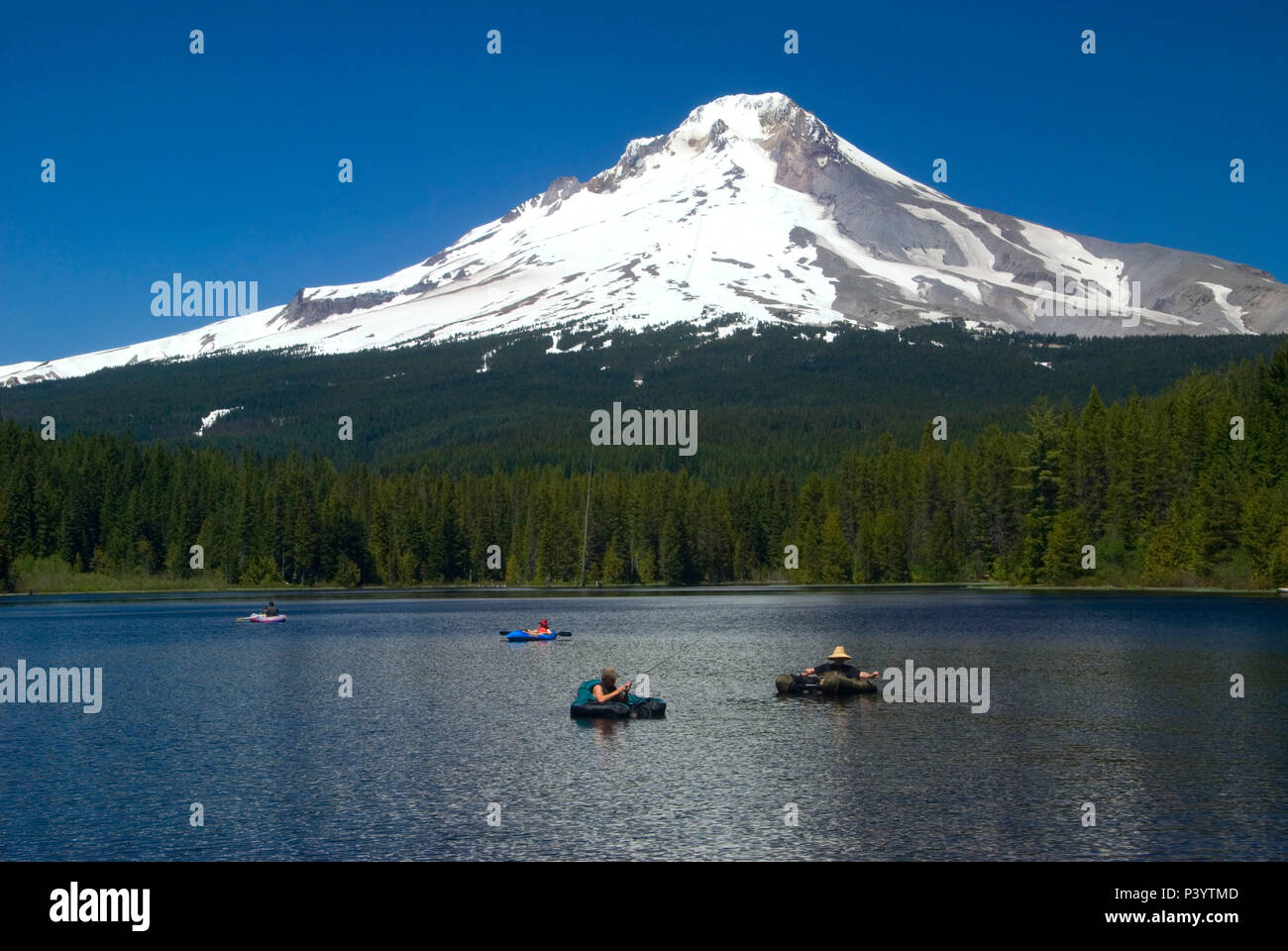 Mt cappa con Trillium Lago, Mt Hood National Forest, Oregon Foto Stock