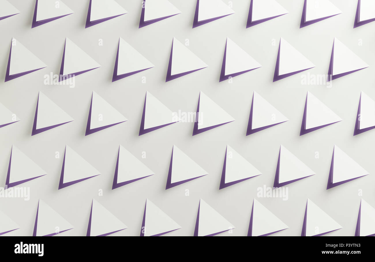 Bianco e viola triangolare di due colori per effetto della carta geometrica astratta sfondo Foto Stock