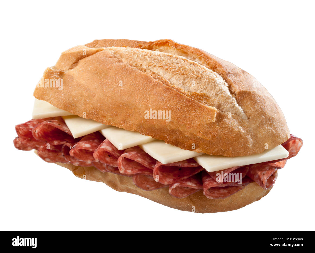 Salame e formaggio panino Foto Stock