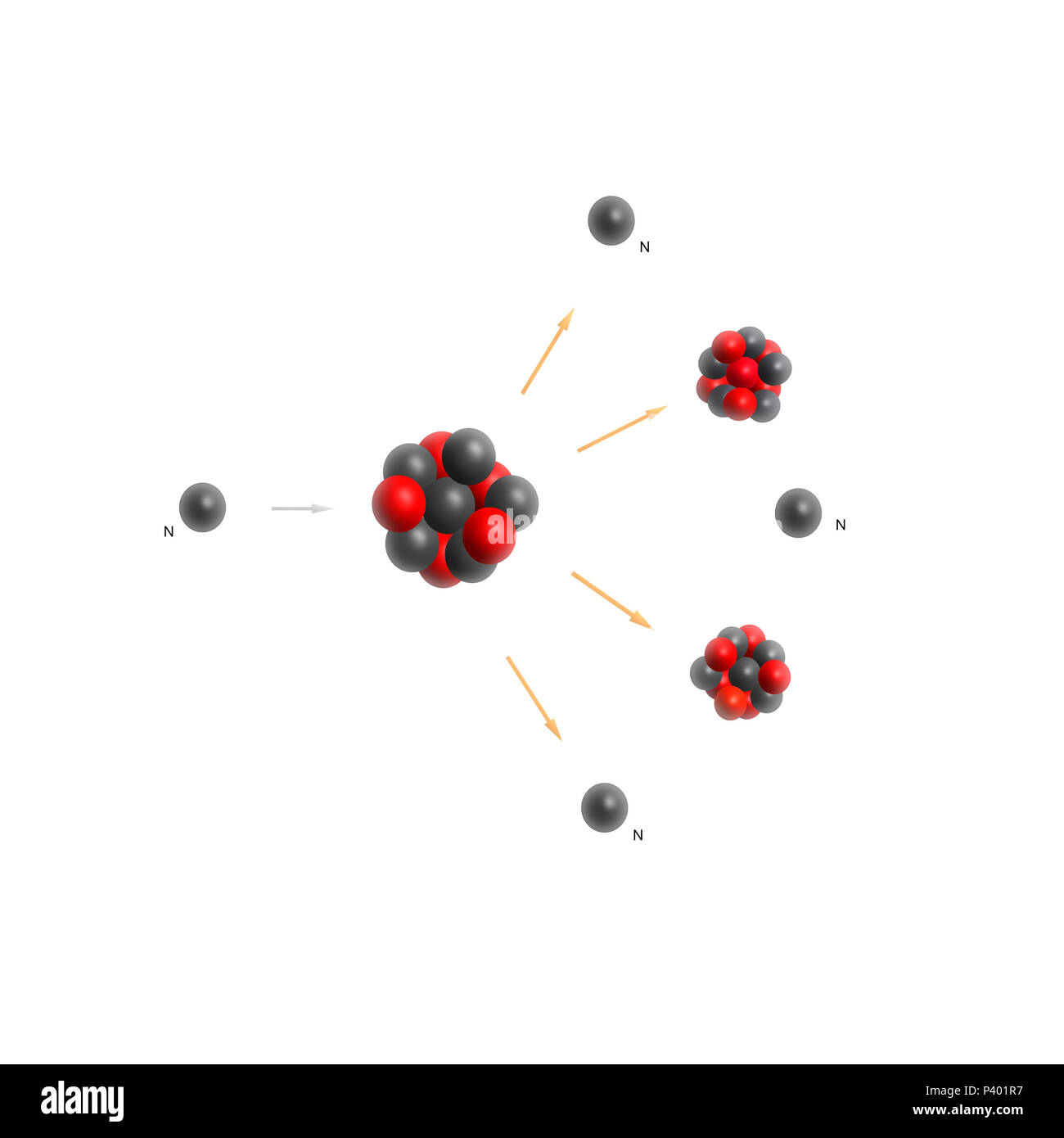 La fissione nucleare - le particelle elementari teoria fisica Foto Stock