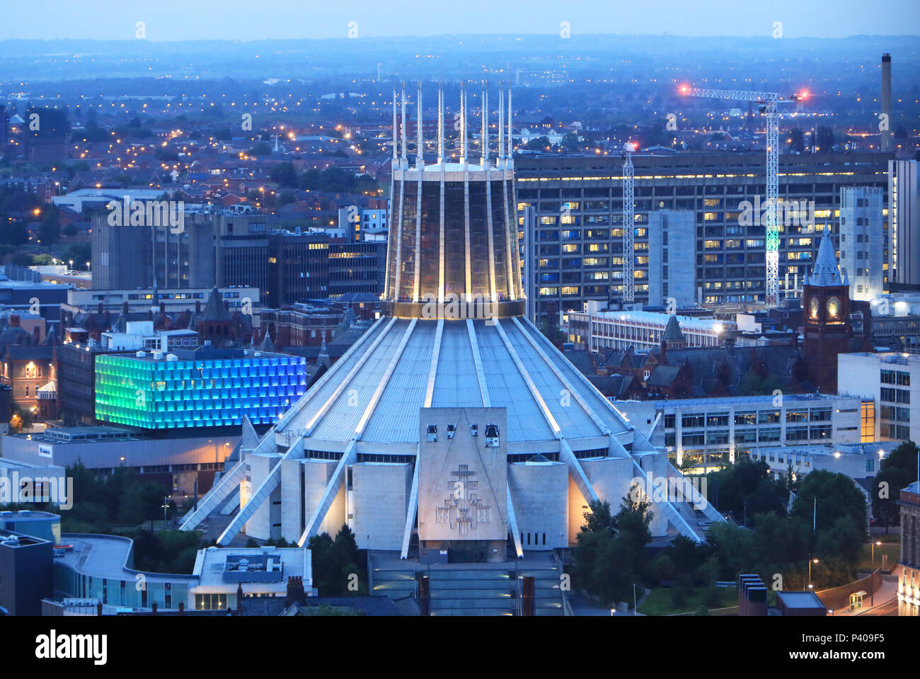 Il moderno Romano Cattolica Cattedrale Metropolitana di Cristo Re a Liverpool, il Merseyside, NW Englnd, REGNO UNITO Foto Stock