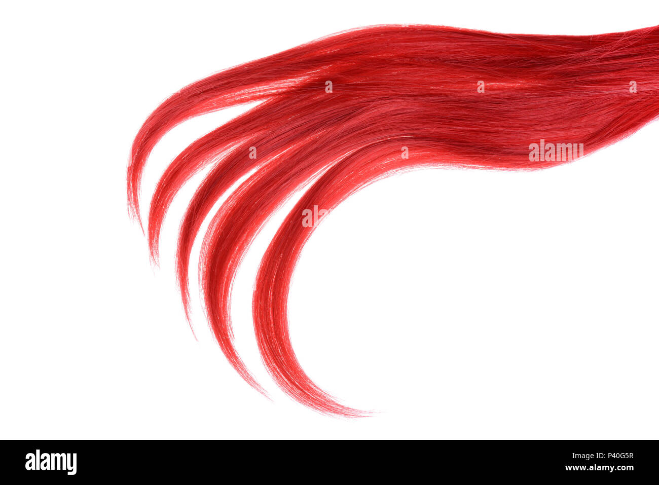 Pezzo di pelo rosso su bianco sfondo isolato Foto Stock
