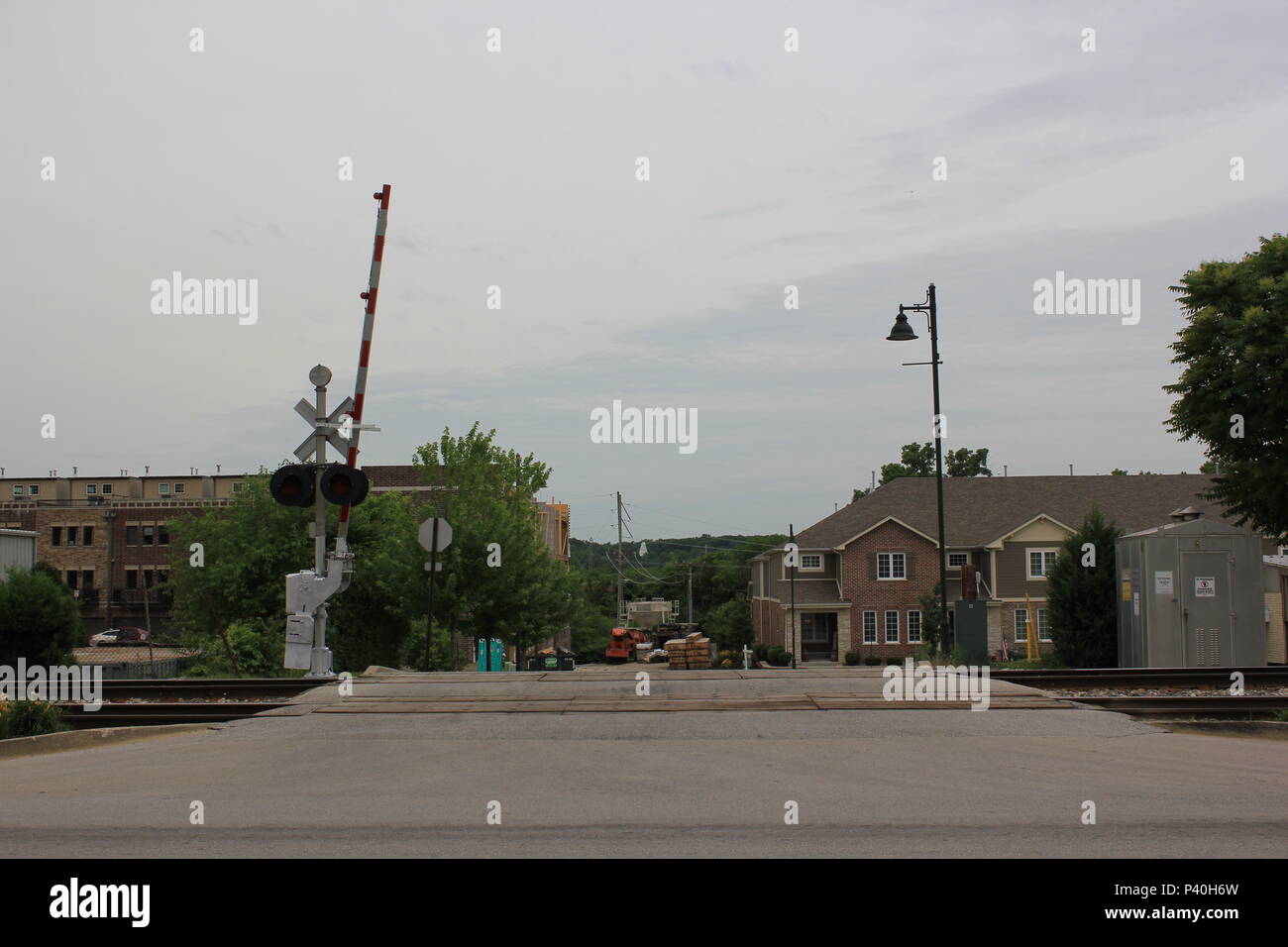 I & M Canal scenario storico a Lemont, Illinois. Foto Stock