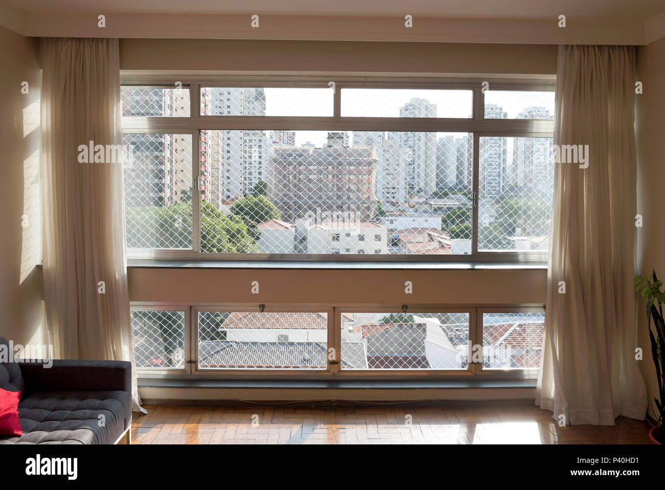 Vista da sala dum apartamento em São Paulo. Foto Stock