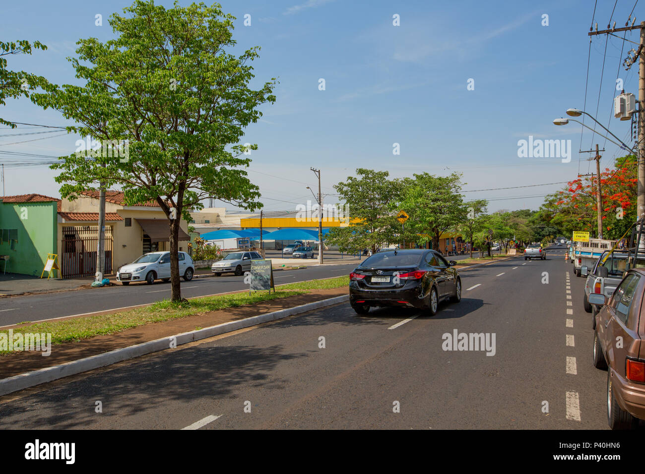 Rua Monteiro Lobato, em Ribeirão Preto, interior de São Paulo. Foto Stock
