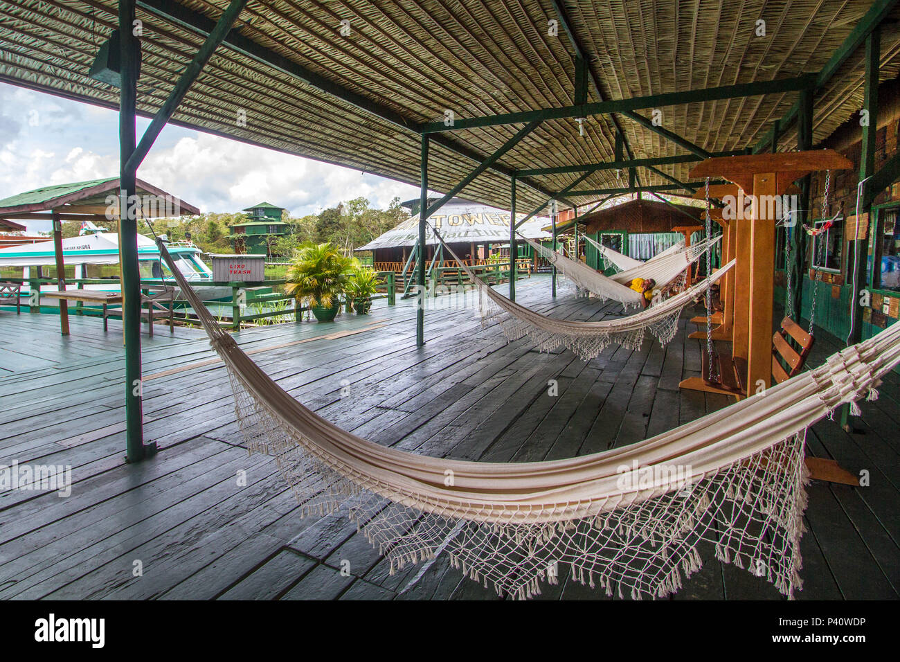 Rede rede de Descanso rede de dormir rede de tecido Iranduba Amazonas Amazônia Norte do Brasil Foto Stock