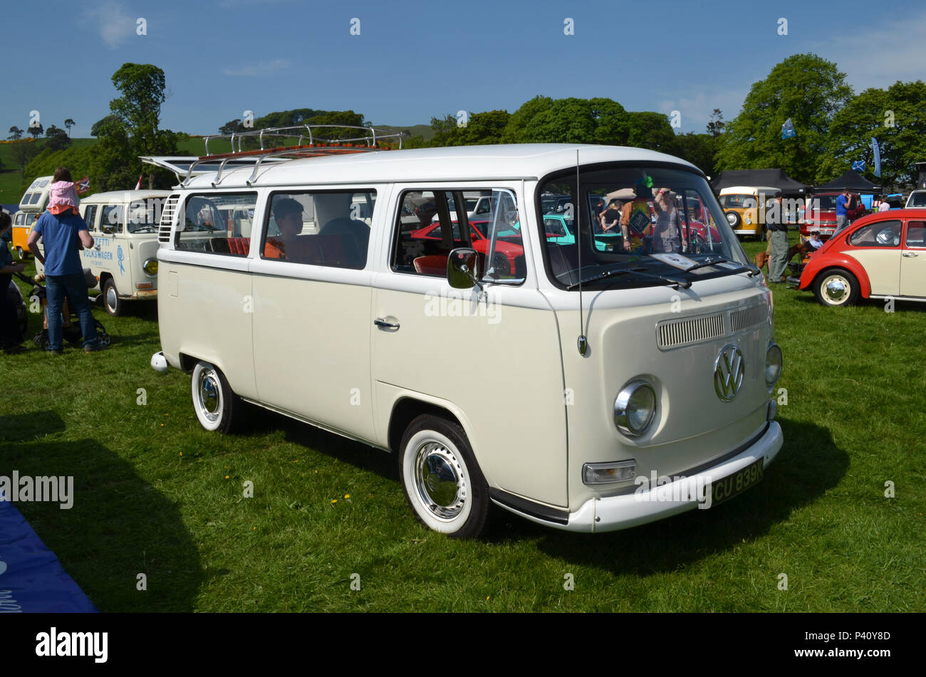 Volkswagen camper sul display a Volksfling 2018 a Biggar, Scozia Foto Stock