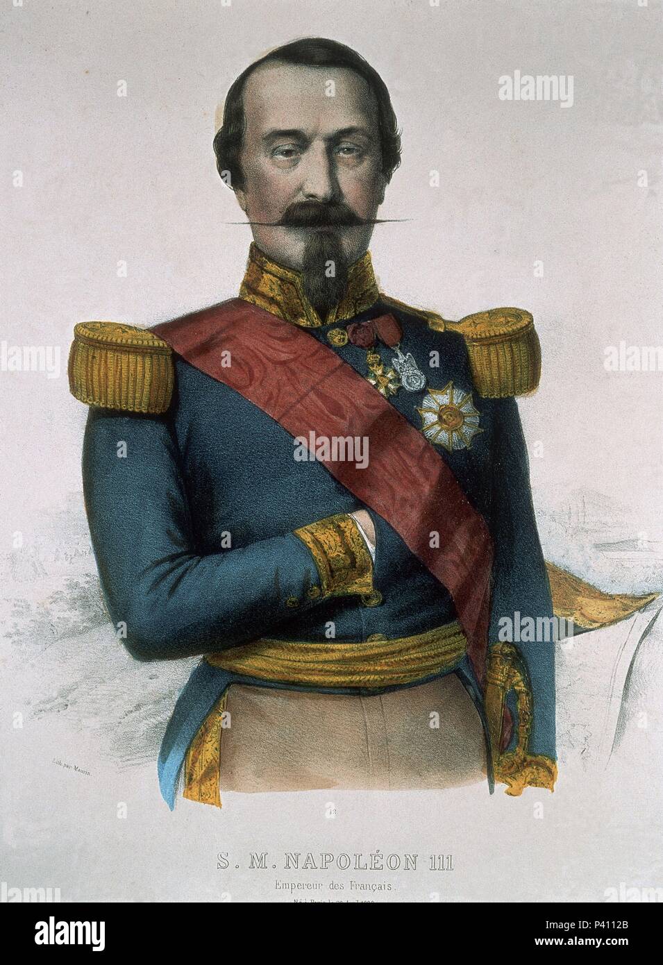 LITOGRAFIA-NAPOLEONE III-EMPERADOR FRANCES(CARLOS LUIS Napoleone Bonaparte) 1808/73. Autore: Nicolas-Eustache Maurin (1799-1850). Foto Stock LITOGRAFIA-NAPOLEONE III-EMPERADOR FRANCES(CARLOS LUIS Napoleone Bonaparte) 1808/73. Autore: Nicolas-Eustache Maurin (1799-1850). Foto Stock