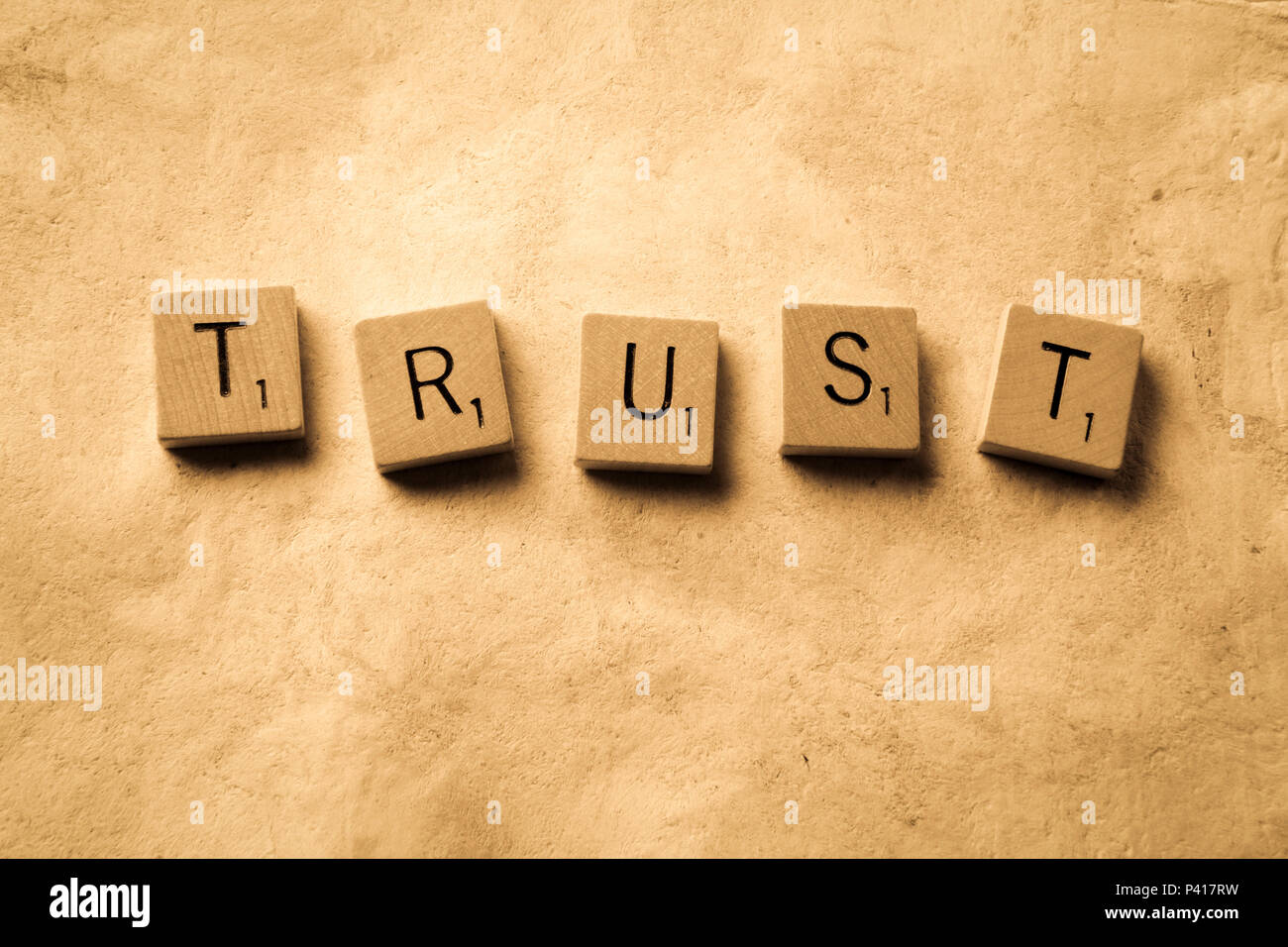 Scrabble in legno lettere Foto Stock