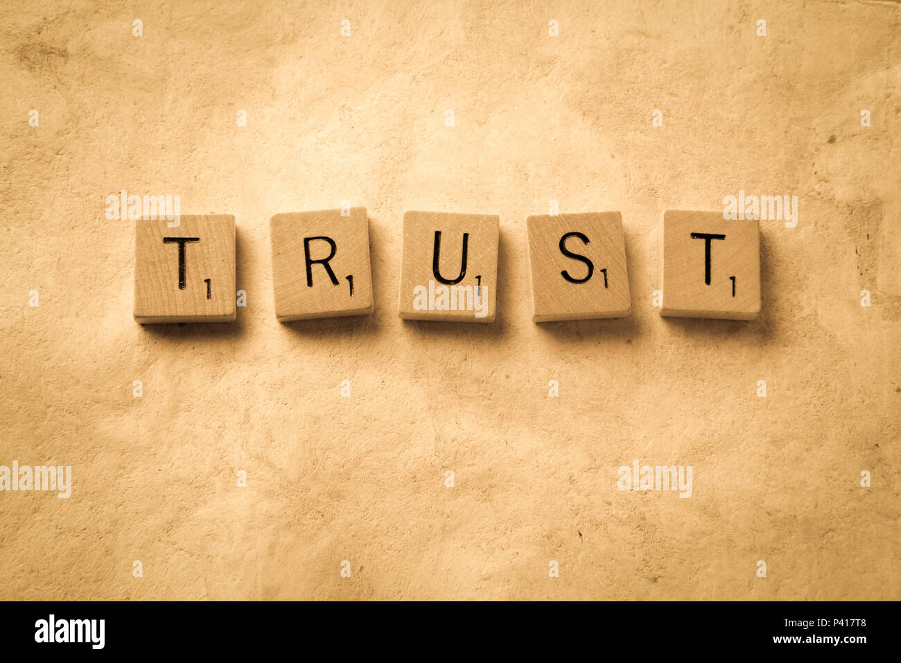 Scrabble in legno lettere Foto Stock