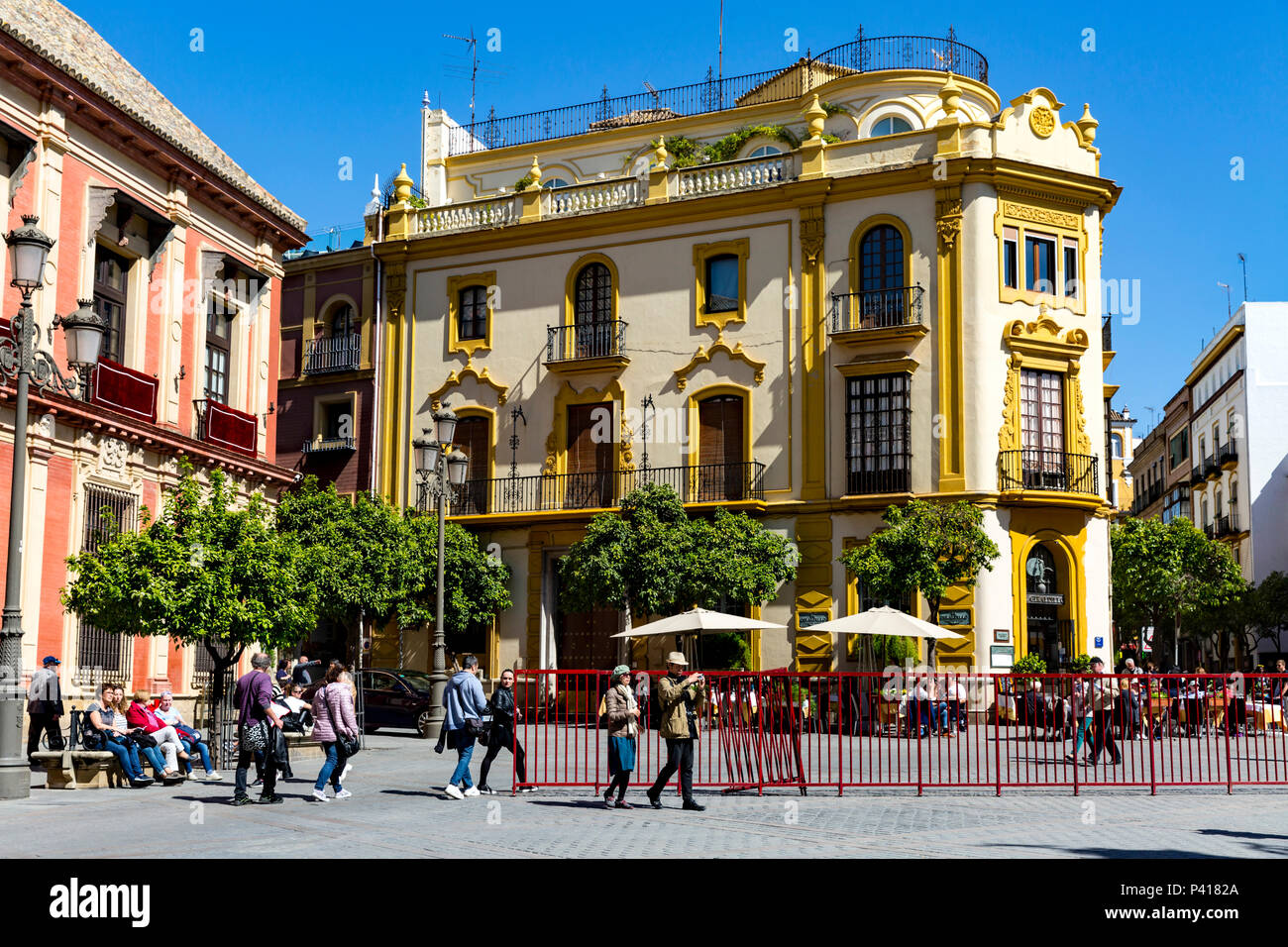 Plaza Virgen de los Reyes, Siviglia, in Andalusia, Spagna. Foto Stock