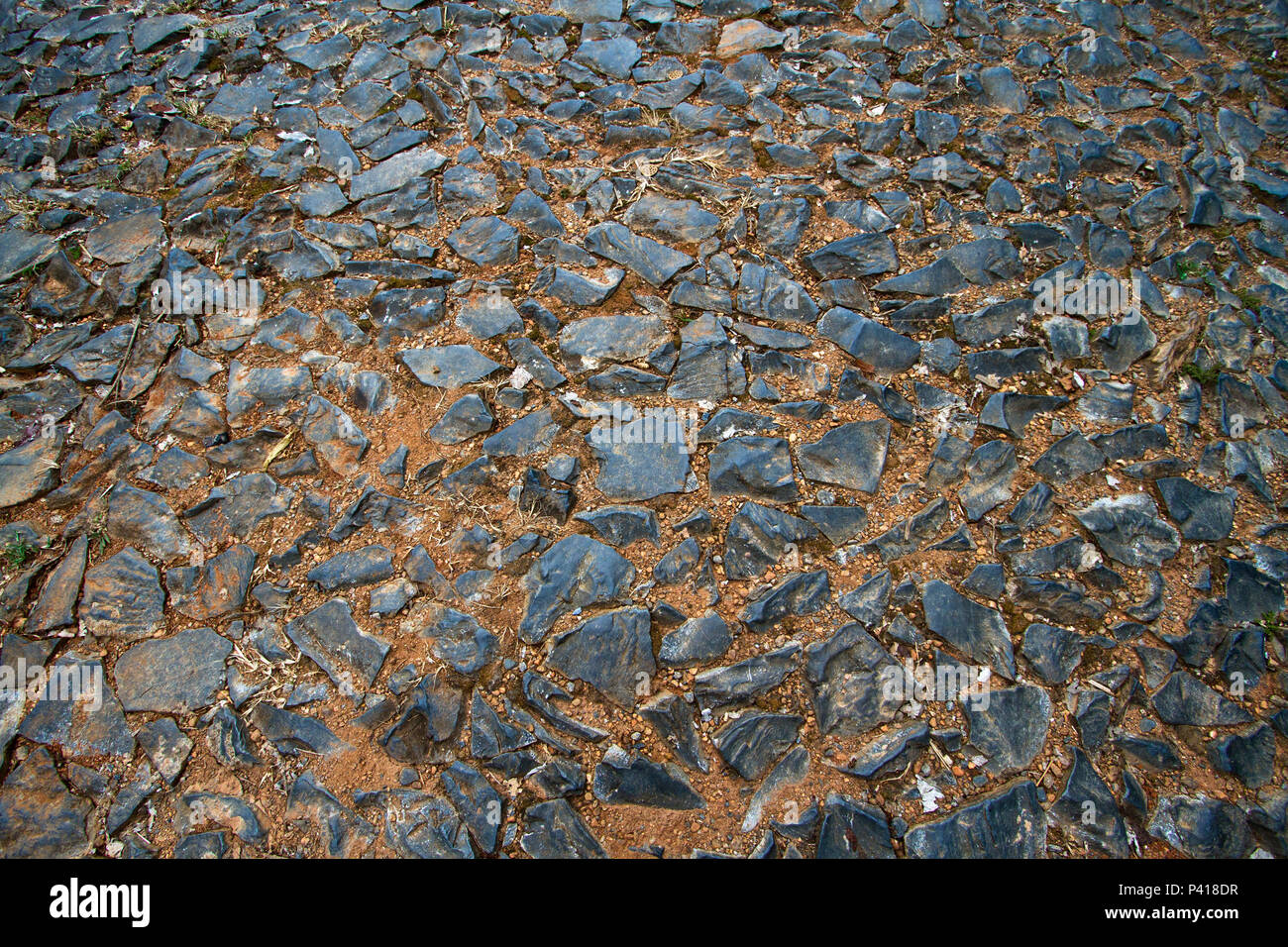 São Roque de Minas - MG Piso Pé-de-moleque Rua com piso Pé-de-moleque Rua de São Roque de Minas Cidade de Minas Gerais São Roque de Minas Minas Gerais Sudeste Brasil Foto Stock