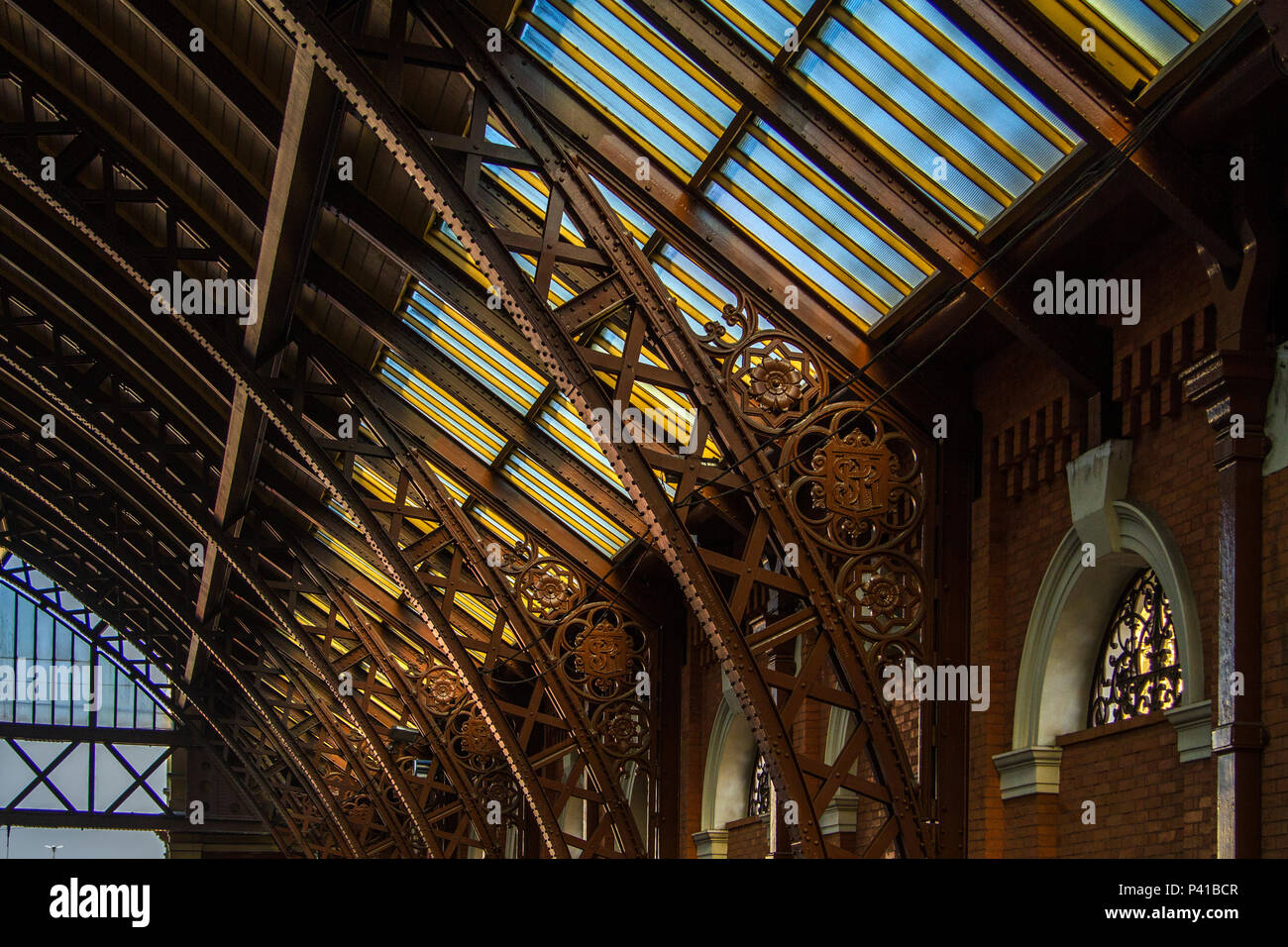 Estação da Luz; estação ferroviária; arquitetura da Estação da Luz; Companhia Paulista de Trens Metropolitanos; Construída em 1867 pela Estrada de Ferro Inglesa; São Paulo; Estado de São Paulo; Brasil Foto Stock