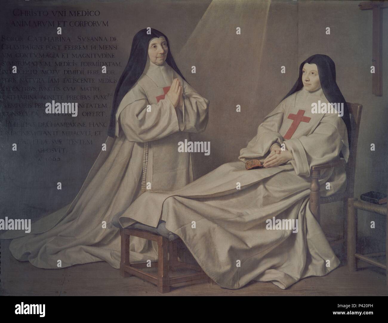 Ritratto di Madre Catherine-Agnes Arnauld e suor Caterina di San Suzanne Champaigne - 1662 - 165x229 cm - Olio su tela. Autore : Philippe de Champaigne (1602-1674). Posizione: il museo del Louvre-dipinti, Francia. Noto anche come: RETRATO DE LA MADRE ARNAULD Y DE LA HIJA DEL PINTOR. Foto Stock