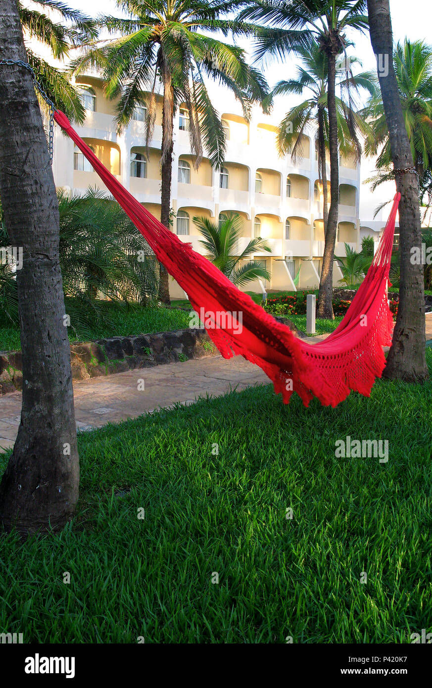 Data 20/07/2008 Rede Rede de Dormir Rede de Descanso Rede Nordestina Rede vermelha Rede de tecido São Luis do Maranhão Maranhão Nordeste brasile Foto Stock