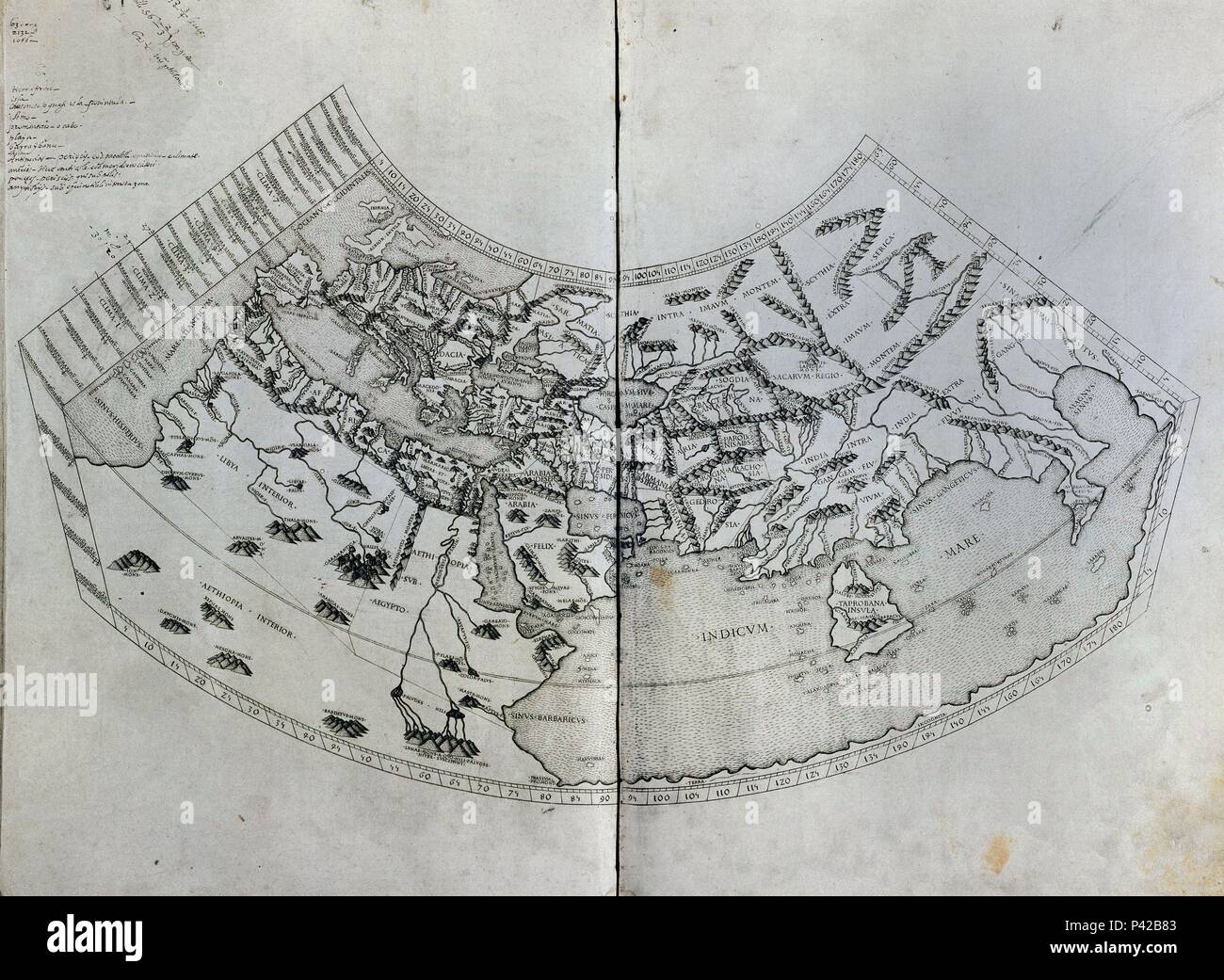 MAPA DEL MUNDO CONOCIDO - EDITADO EN EL S XV -. Autore : Claudio Tolomeo (100-170). Posizione: Academia de la historia-COLECCION, MADRID, Spagna. Foto Stock