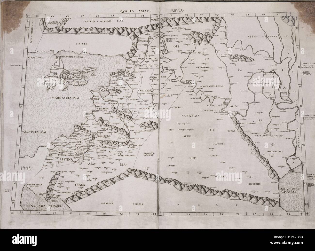 MAPA DE TURQUIA SIRIA ARABIA Y EN EL SIGLO II. Autore : Claudio Tolomeo (100-170). Posizione: Academia de la historia-COLECCION, MADRID, Spagna. Foto Stock