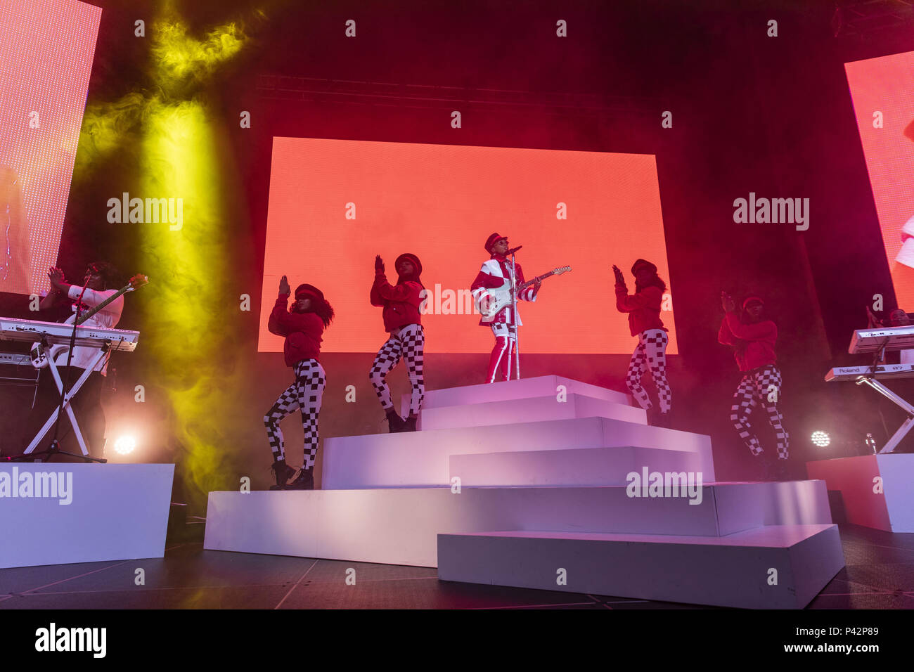 San Francisco, California, Stati Uniti d'America. 16 Giugno, 2018. JANELLE MONAE esegue al Masonic auditorium di San Francisco, California, sul suo sporco Computer Banco credito: Greg Chow/ZUMA filo/Alamy Live News Foto Stock