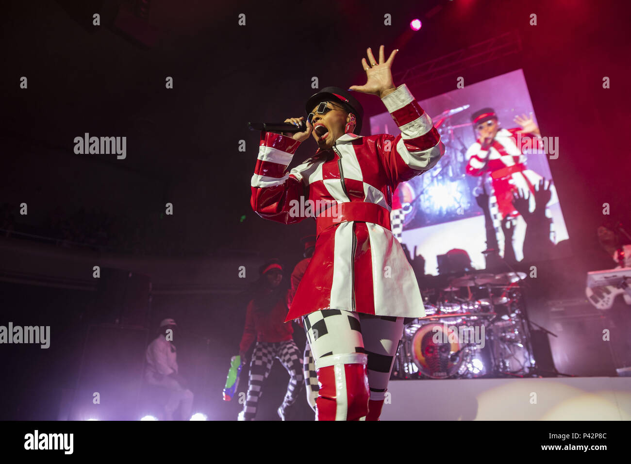 San Francisco, California, Stati Uniti d'America. 16 Giugno, 2018. JANELLE MONAE esegue al Masonic auditorium di San Francisco, California, sul suo sporco Computer Banco credito: Greg Chow/ZUMA filo/Alamy Live News Foto Stock