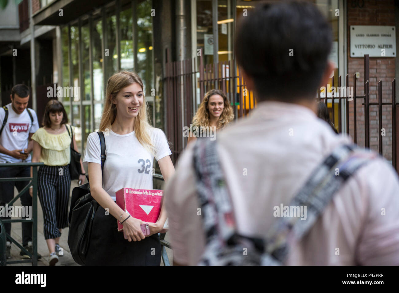 Torino Piemonte, Italia. Xx Giugno, 2018. Torino, Italy-June 20, 2018: Primo giorno di alta scuola gli esami a Vittorio Alfieri membro di alta scuola in Torino Credito: Stefano Guidi/ZUMA filo/Alamy Live News Foto Stock