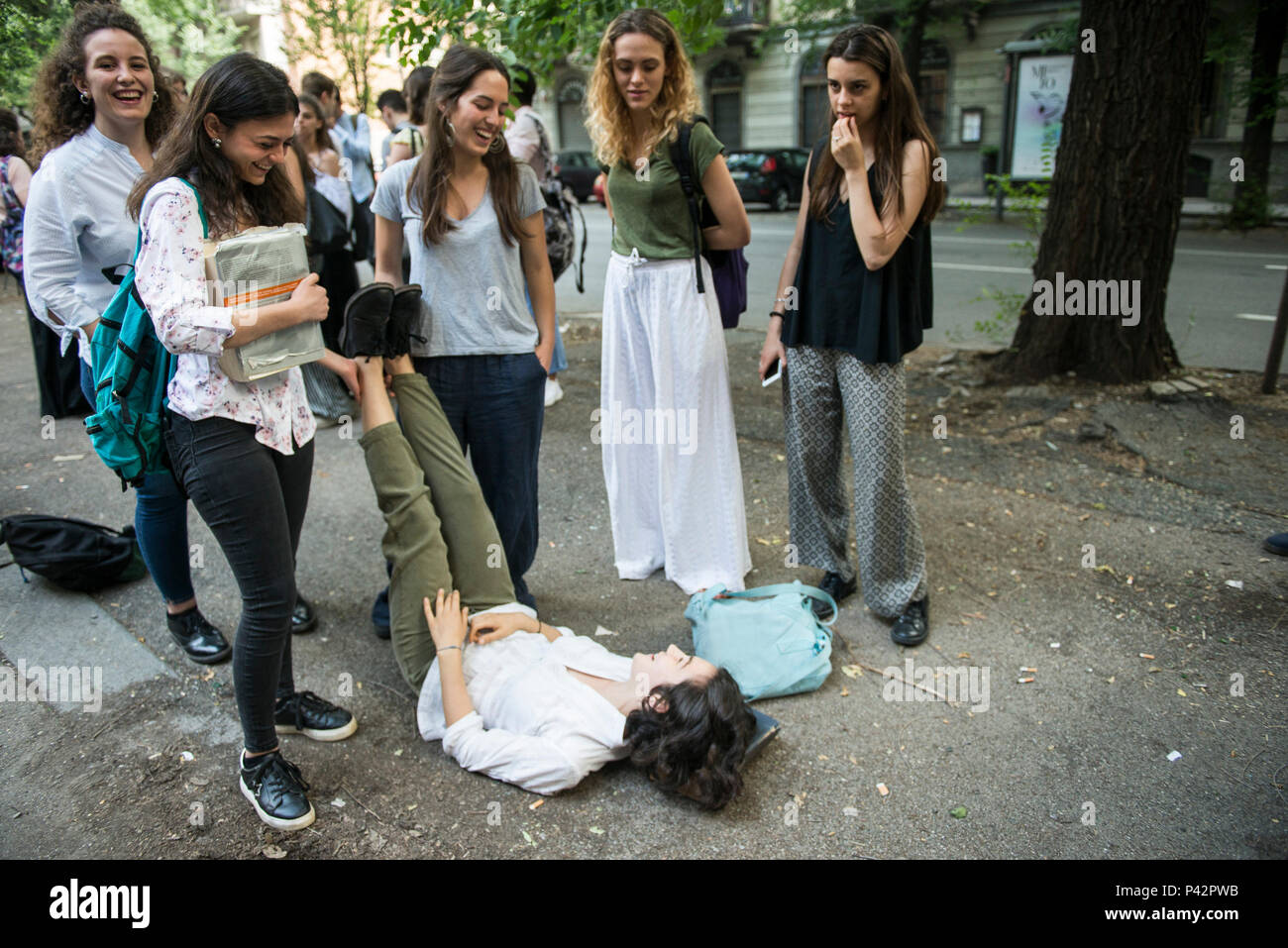 Torino Piemonte, Italia. Xx Giugno, 2018. Torino, Italy-June 20, 2018: Primo giorno di alta scuola gli esami a Vittorio Alfieri membro di alta scuola in Torino Credito: Stefano Guidi/ZUMA filo/Alamy Live News Foto Stock