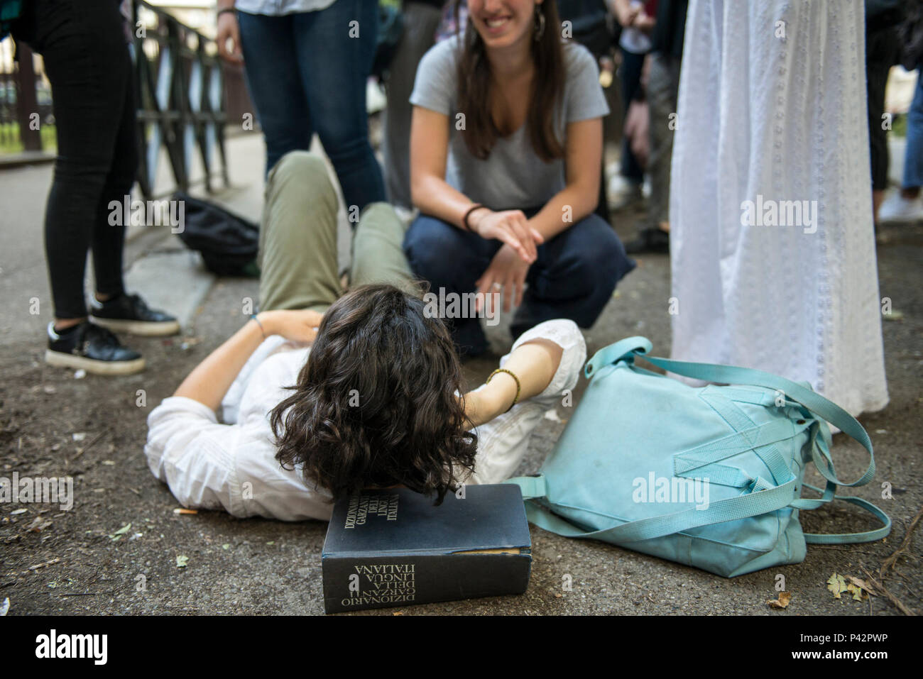 Torino Piemonte, Italia. Xx Giugno, 2018. Torino, Italy-June 20, 2018: Primo giorno di alta scuola gli esami a Vittorio Alfieri membro di alta scuola in Torino Credito: Stefano Guidi/ZUMA filo/Alamy Live News Foto Stock