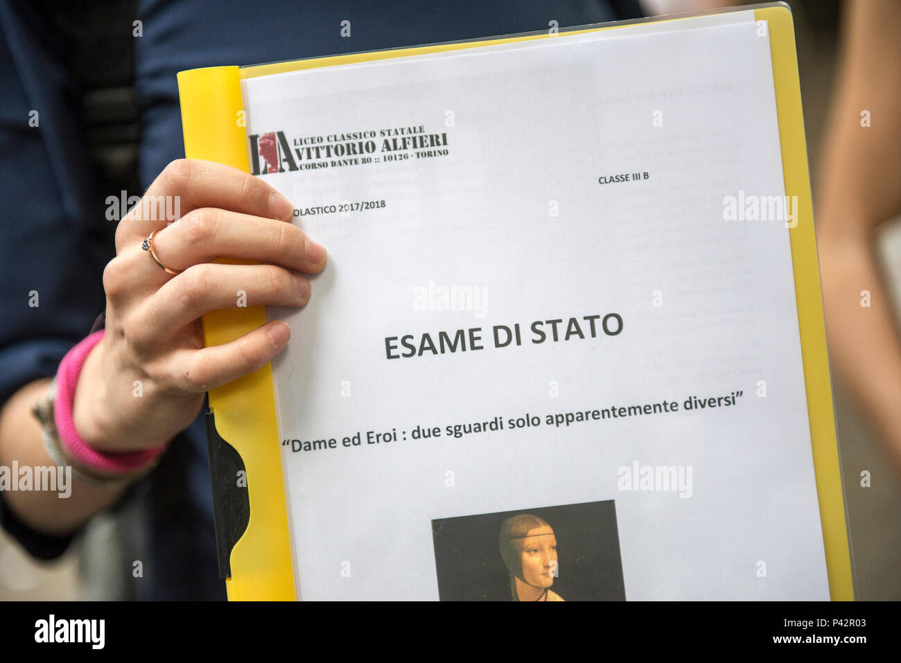 Torino Piemonte, Italia. Xx Giugno, 2018. Torino, Italy-June 20, 2018: Primo giorno di alta scuola gli esami a Vittorio Alfieri membro di alta scuola in Torino Credito: Stefano Guidi/ZUMA filo/Alamy Live News Foto Stock