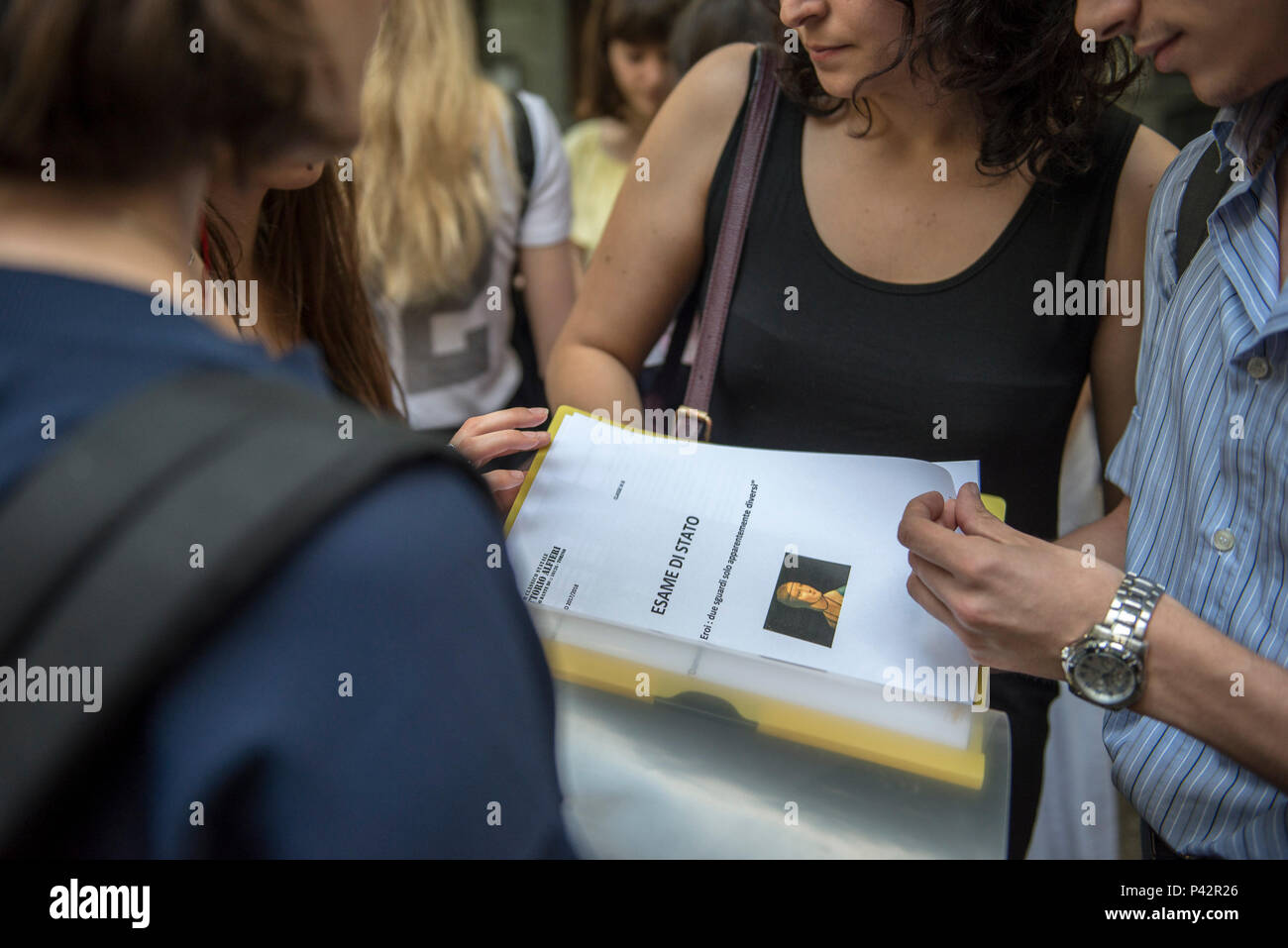 Torino Piemonte, Italia. Xx Giugno, 2018. Torino, Italy-June 20, 2018: Primo giorno di alta scuola gli esami a Vittorio Alfieri membro di alta scuola in Torino Credito: Stefano Guidi/ZUMA filo/Alamy Live News Foto Stock