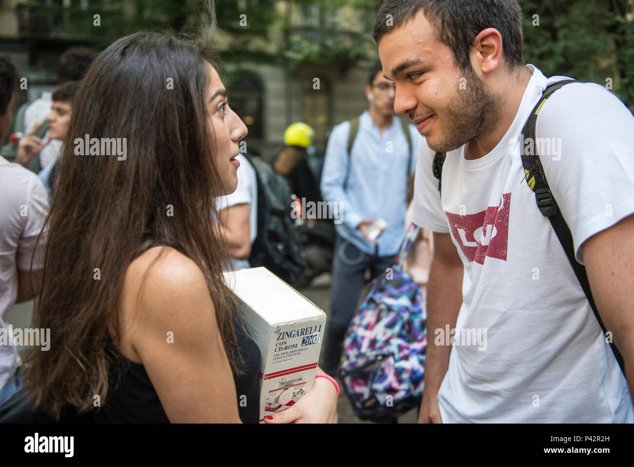 Torino Piemonte, Italia. Xx Giugno, 2018. Torino, Italy-June 20, 2018: Primo giorno di alta scuola gli esami a Vittorio Alfieri membro di alta scuola in Torino Credito: Stefano Guidi/ZUMA filo/Alamy Live News Foto Stock
