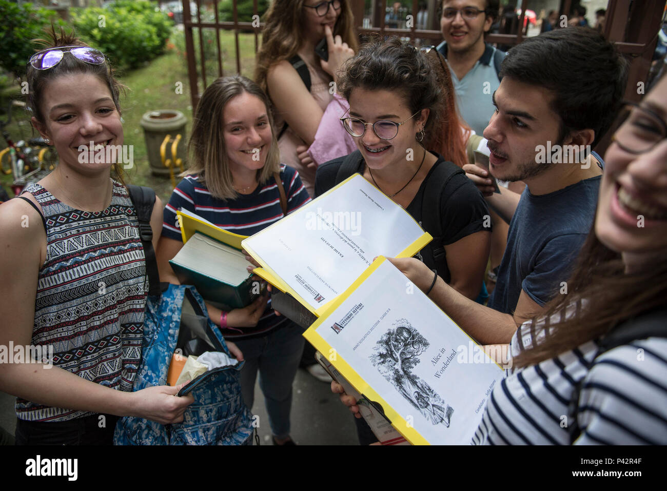 Torino Piemonte, Italia. Xx Giugno, 2018. Torino, Italy-June 20, 2018: Primo giorno di alta scuola gli esami a Vittorio Alfieri membro di alta scuola in Torino Credito: Stefano Guidi/ZUMA filo/Alamy Live News Foto Stock