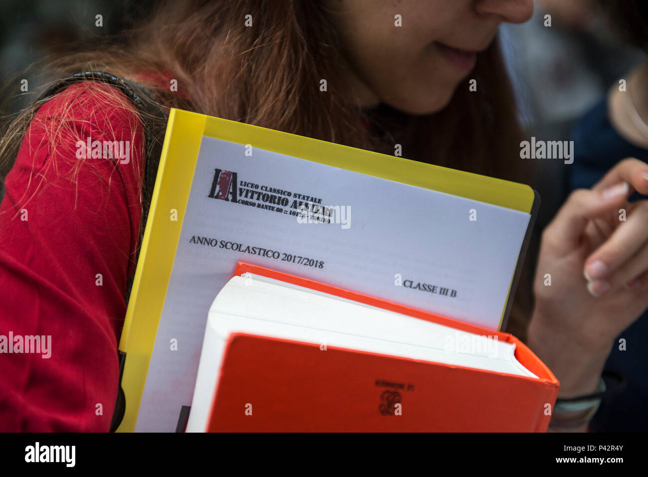 Torino Piemonte, Italia. Xx Giugno, 2018. Torino, Italy-June 20, 2018: Primo giorno di alta scuola gli esami a Vittorio Alfieri membro di alta scuola in Torino Credito: Stefano Guidi/ZUMA filo/Alamy Live News Foto Stock