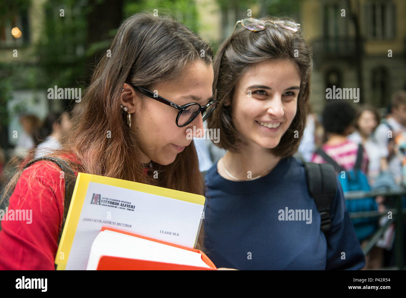 Torino Piemonte, Italia. Xx Giugno, 2018. Torino, Italy-June 20, 2018: Primo giorno di alta scuola gli esami a Vittorio Alfieri membro di alta scuola in Torino Credito: Stefano Guidi/ZUMA filo/Alamy Live News Foto Stock
