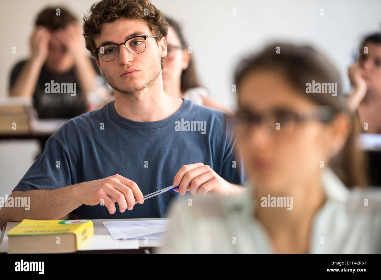 Torino Piemonte, Italia. Xx Giugno, 2018. Torino, Italy-June 20, 2018: Primo giorno di alta scuola gli esami a Vittorio Alfieri membro di alta scuola in Torino Credito: Stefano Guidi/ZUMA filo/Alamy Live News Foto Stock