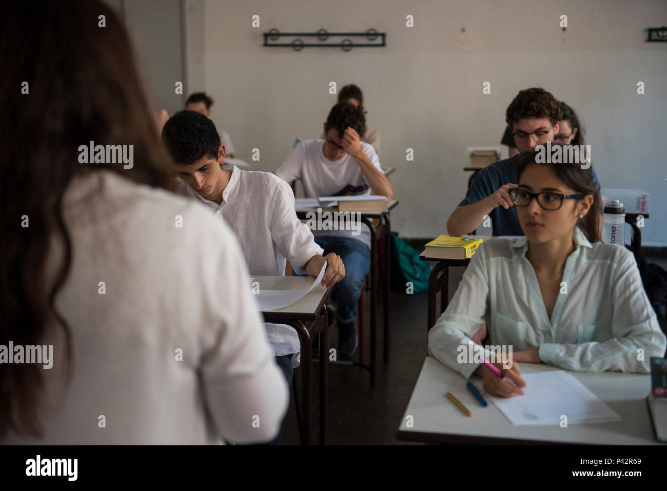 Torino Piemonte, Italia. Xx Giugno, 2018. Torino, Italy-June 20, 2018: Primo giorno di alta scuola gli esami a Vittorio Alfieri membro di alta scuola in Torino Credito: Stefano Guidi/ZUMA filo/Alamy Live News Foto Stock