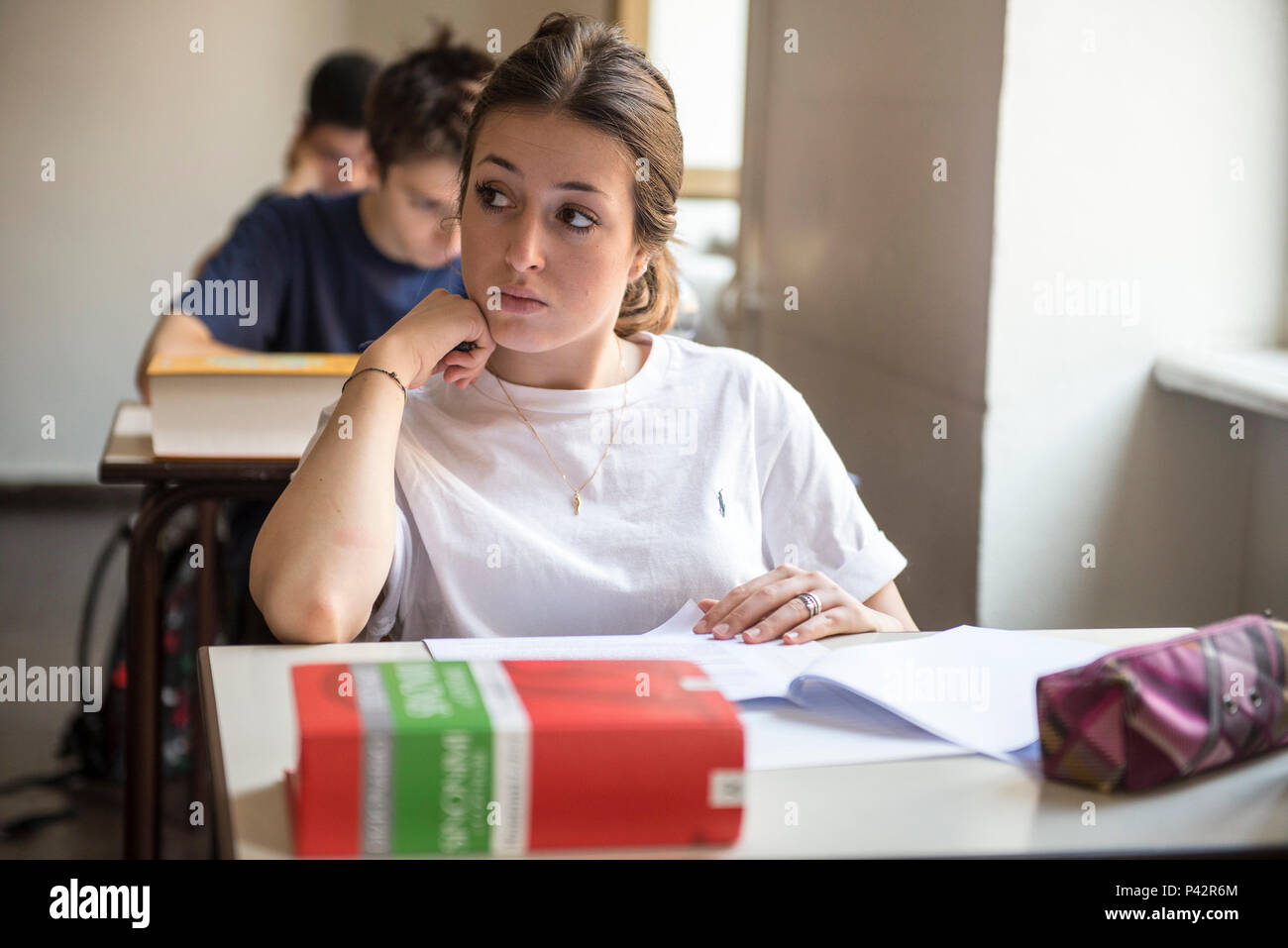 Torino Piemonte, Italia. Xx Giugno, 2018. Torino, Italy-June 20, 2018: Primo giorno di alta scuola gli esami a Vittorio Alfieri membro di alta scuola in Torino Credito: Stefano Guidi/ZUMA filo/Alamy Live News Foto Stock