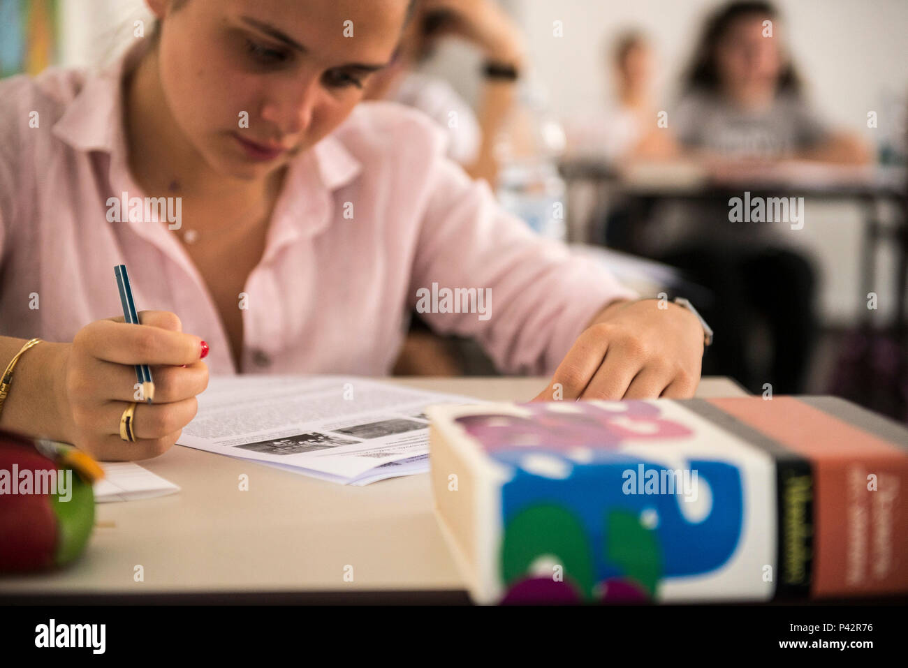 Torino Piemonte, Italia. Xx Giugno, 2018. Torino, Italy-June 20, 2018: Primo giorno di alta scuola gli esami a Vittorio Alfieri membro di alta scuola in Torino Credito: Stefano Guidi/ZUMA filo/Alamy Live News Foto Stock