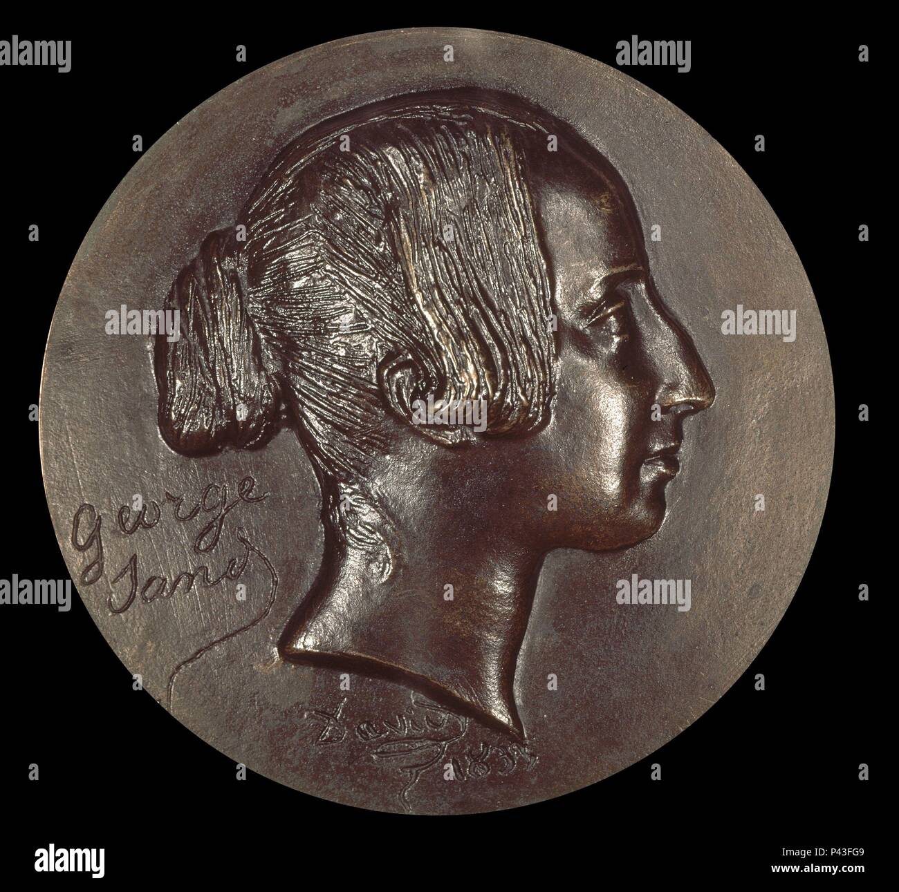 AURORA DUPIN (George Sand) - 1804/1876 - Medalla de Bronce. Autore: Pierre-Jean David d'Angers (1788-1856). Posizione: Museo Lazaro Galdiano-COLECCION, MADRID, Spagna. Foto Stock