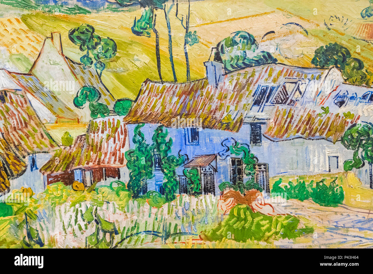 Pittura intitolato 'Aziende agricole nei pressi di Auvers' di Vincent van Gogh datato 1890 Foto Stock