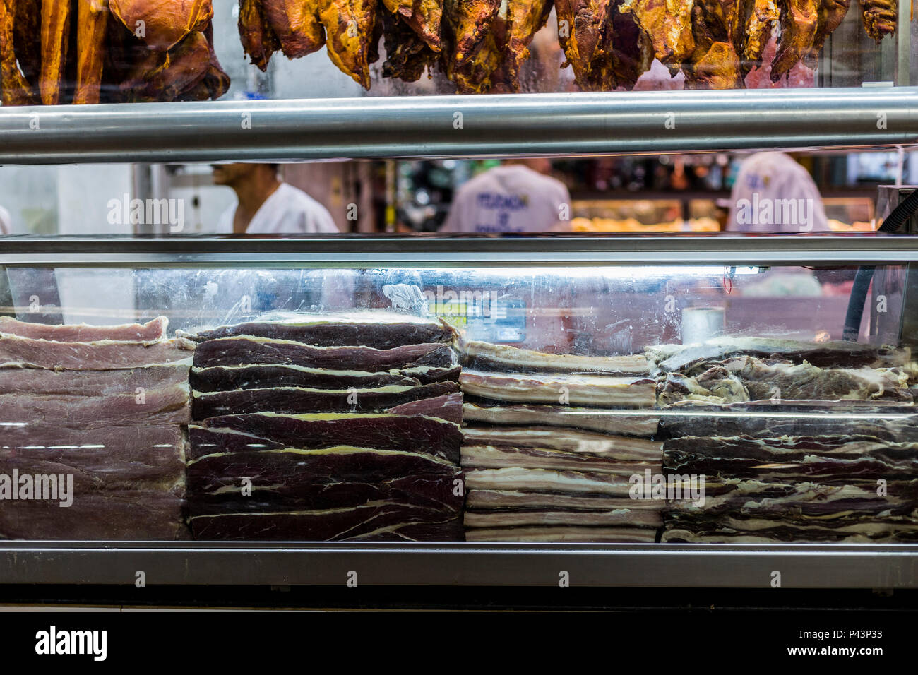 Charque, carne seca e derivados no Mercado Central, Belo Horizonte / MG - Brasil. foto: Nereu JR / Fotoarena Foto Stock