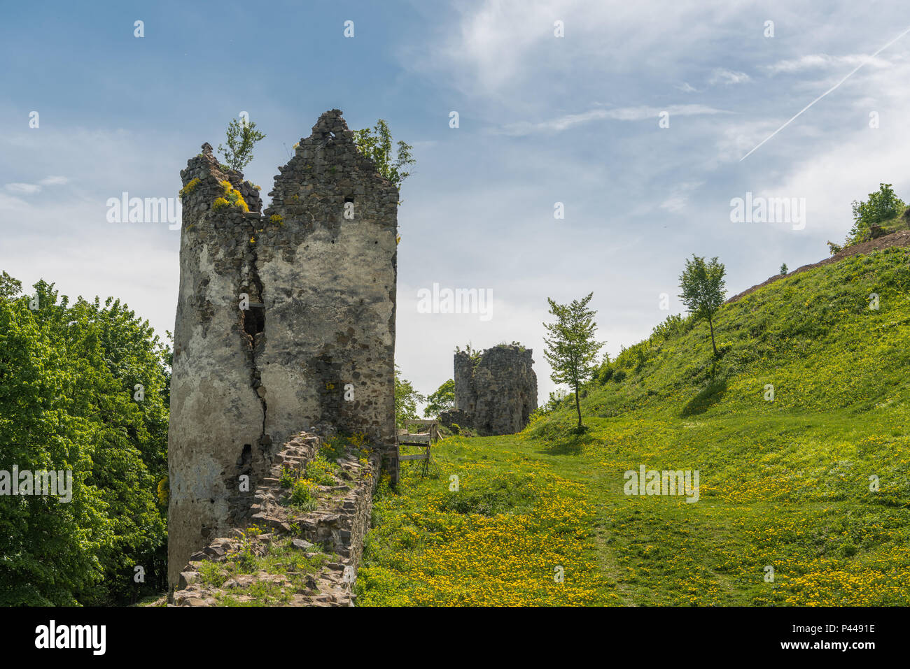 Rovine del Castello di Saris vicino a Presov in Slovacchia Foto Stock