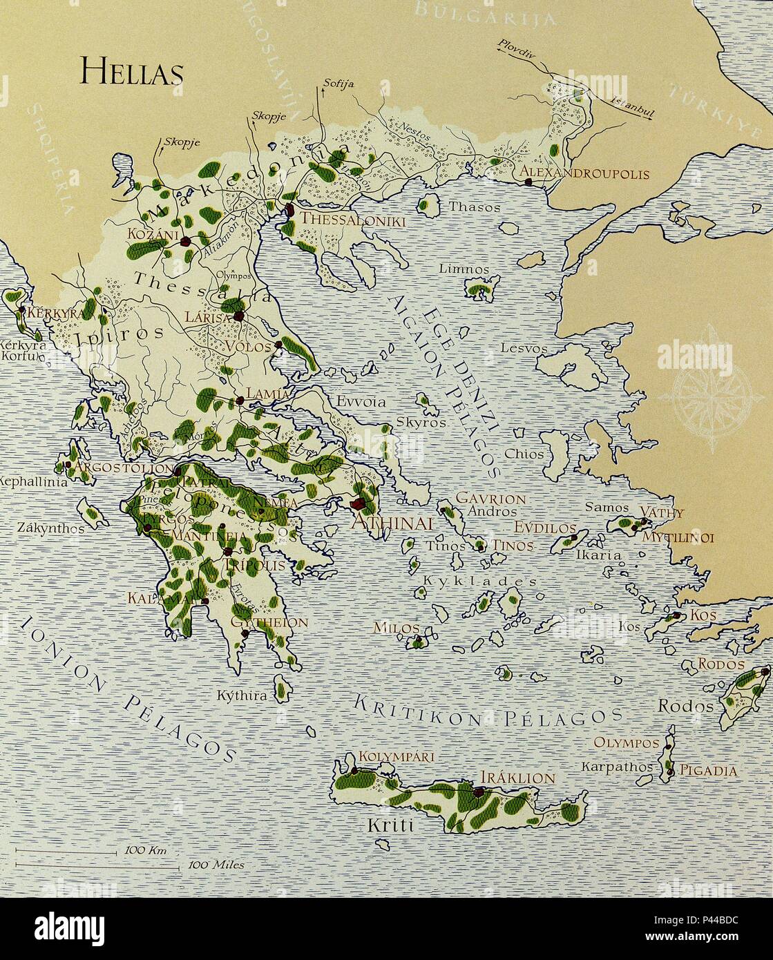 LIBRO DEL VINO MAPA ZONAS VITICOLAS DE GRECIA. Autore: E. Asensio Villa. Foto Stock