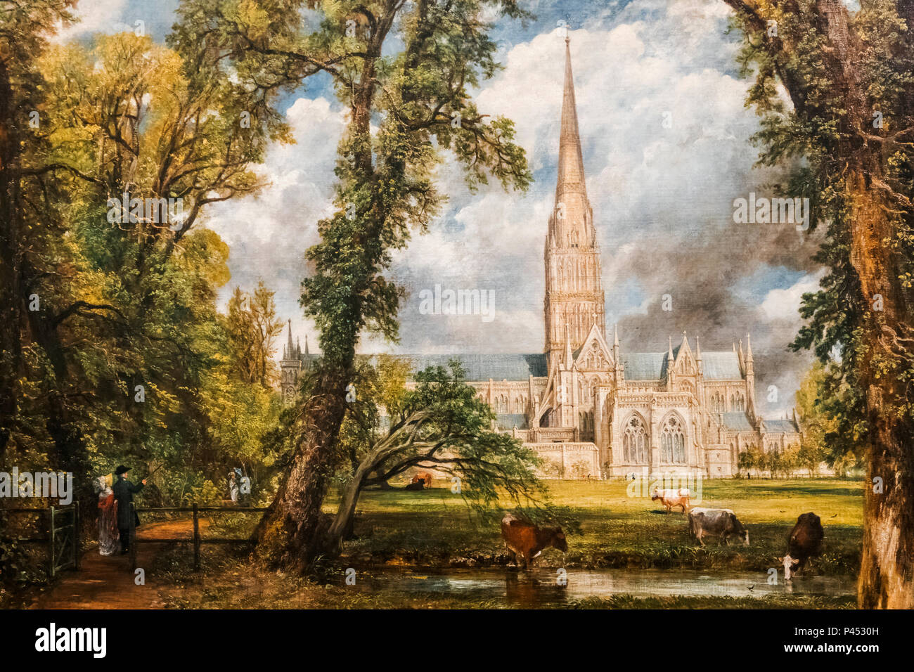 Pittura della Cattedrale di Salisbury dal vescovo la terra da John Constable datata 1823 Foto Stock