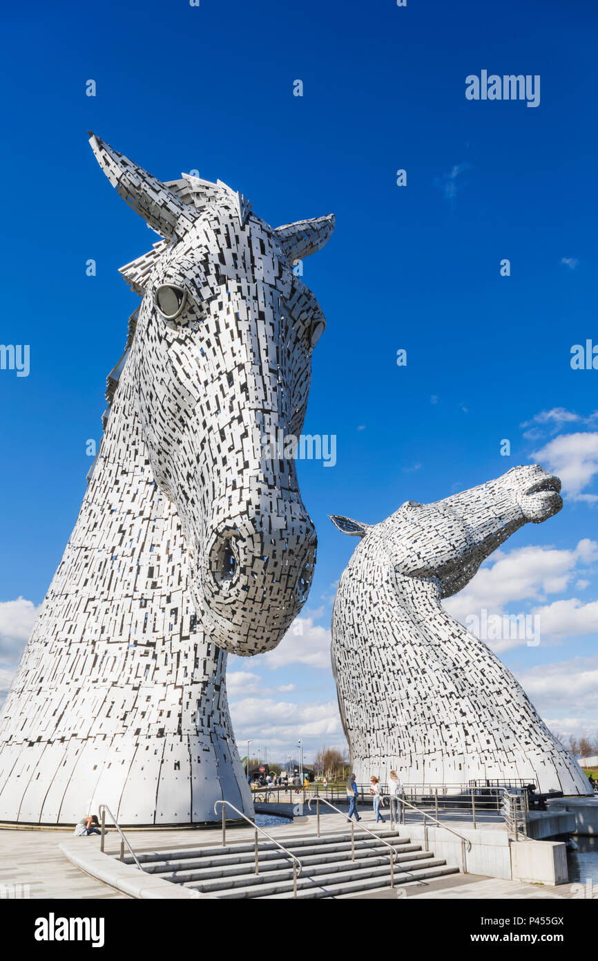 Gran Bretagna, Scozia, Falkirk, Helix Park, il Kelpies scultura di Andy Scott Foto Stock