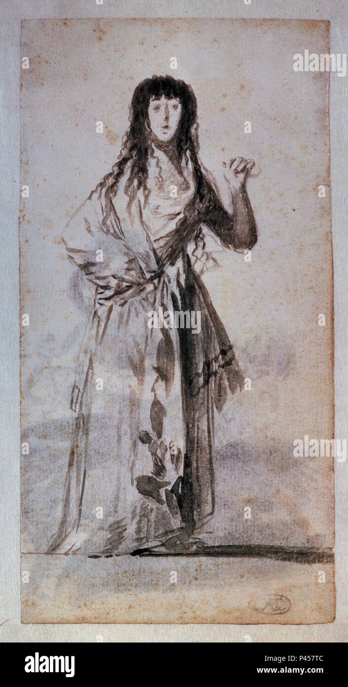 LA DUQUESA DE ALBA - ALBUM DE SANLUCAR-ALBUM UN 1796-1797 - AGUADA DE TINTA CINA - 171x88 mm. Autore: Francisco de Goya (1746-1828). Posizione: MUSEO Boymans van Beuningen, Rotterdam, Olanda. Foto Stock