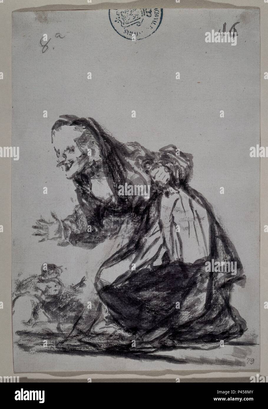 OCTABA - ALBUM C, 46 - 1808-1810 - PINCEL, AGUADA GRIS, 204x141 mm. Autore: Francisco de Goya (1746-1828). Posizione: Il MUSEO DEL PRADO-DIBUJOS, MADRID, Spagna. Foto Stock