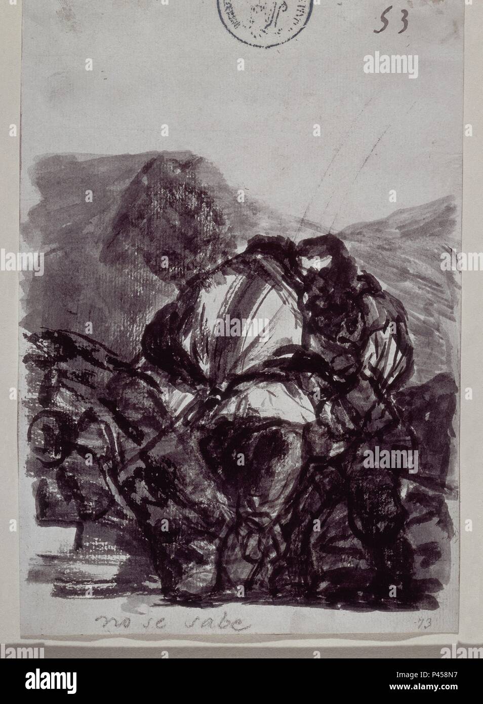 NO SE SABE - ALBUM C, 53 - 1808-10 - AGUADA DE TINTA CINA - 205x140 mm. Autore: Francisco de Goya (1746-1828). Posizione: Il MUSEO DEL PRADO-DIBUJOS, MADRID, Spagna. Foto Stock