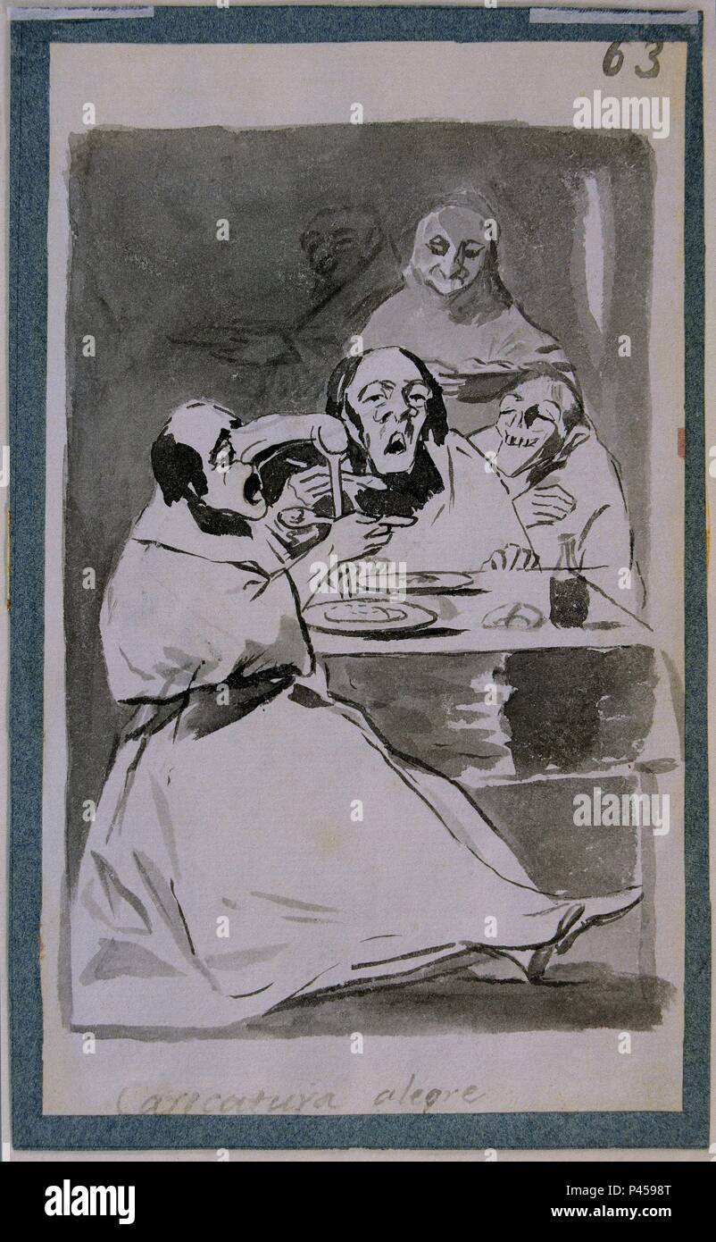 Disegno (felice Caricatura). Capricho 13: essi sono caldi. Están calientes. Madrid e il museo del Prado. Autore: Francisco de Goya (1746-1828). Posizione: Il MUSEO DEL PRADO-DIBUJOS, MADRID, Spagna. Foto Stock